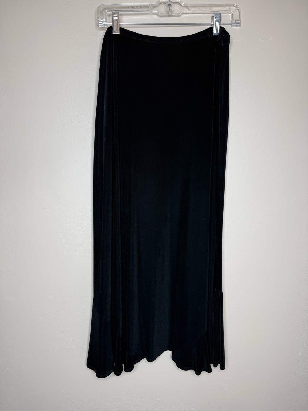 Choices Black Maxi Skirt Subtle Flounce Hem Stretchy Size XL